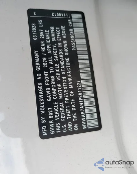 2023 Volkswagen Arteon Sel R-Line z USA, uszkodzony, nr VIN WVWAR7AN1PE011227